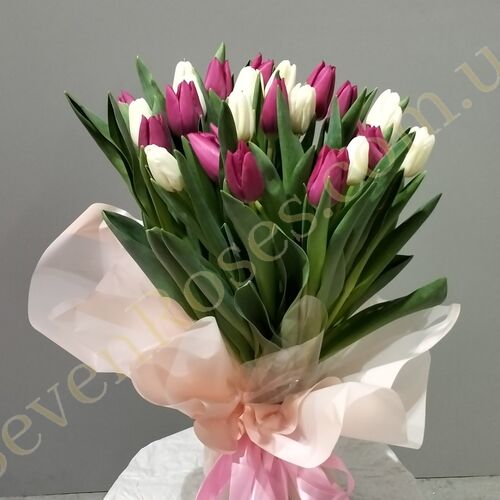 Букет з двох кольорів тюльпанів (21 шт)